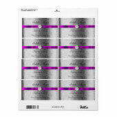 Étiquette mariage d'eau du vin Ruban et Fleurs vio (Feuille entière)