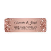 Étiquette Mariage dégradé de rose doré pailleté (Devant)