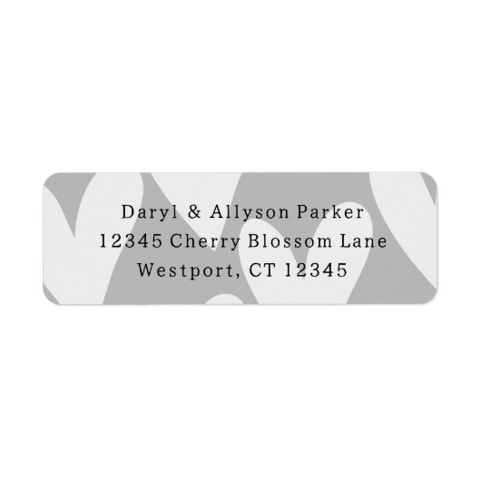 Étiquette Mariage des Coeurs blancs gris (Devant)