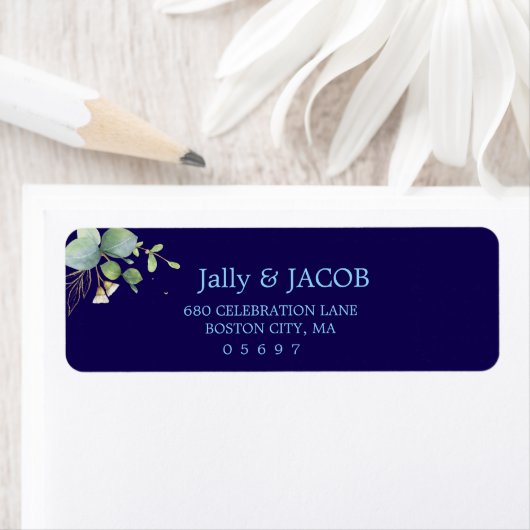 Étiquette Mariage d'été Eucalyptus de verdure rustique. (En situation)