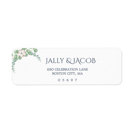 Étiquette Mariage d'été Eucalyptus de verdure rustique. (Devant)