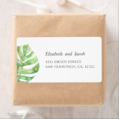 Étiquette Mariage d'été tropical. Adresse verte exotique (En situation)
