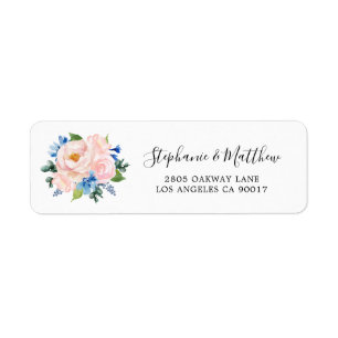 Étiquette Mariage d'Eucalyptus rose pâle bleu foncé