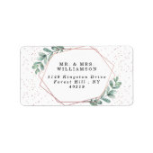 Étiquette Mariage d'huile d'or Eucalyptus Rose géométrique (Devant)