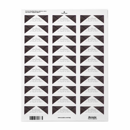 Étiquette Mariage Diamant Géométrique violet Or Gatsby (Feuille entière)