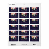 Étiquette Mariage d'or Rose d'automne (Feuille entière)