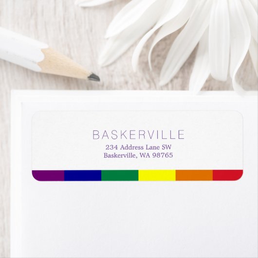 Étiquette Mariage drapeau arc-en-ciel (En situation)