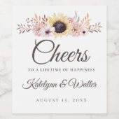 Étiquette Mariage du bouquet de tournesol (Étiquettes simples)