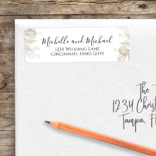 Étiquette Mariage Elégant Aquarelle Floral Sage Vert