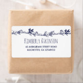 Étiquette Mariage élégant de la Marine Florale Blanche (En situation)