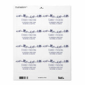 Étiquette Mariage élégant de la Marine Florale Blanche (Feuille entière)