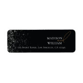 Étiquette Mariage élégant design noir avec Parties scintilla (Devant)