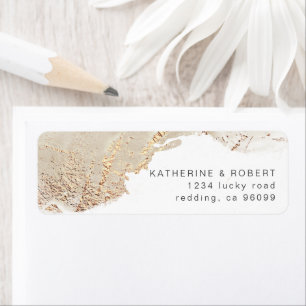 Étiquette mariage élégant en or texturé Adresse de retour La