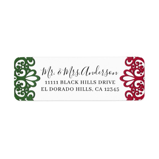 Étiquette Mariage élégant Fiesta Vert & Rouge  (Devant)