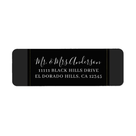 Étiquette Mariage Élégant Minimal Moderne Gris Noir Or (Devant)