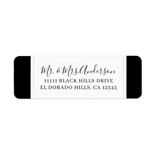 Étiquette Mariage Élégant Minimaliste Moderne Noir Blanc Or (Devant)