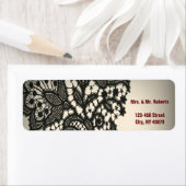 Étiquette mariage élégant noir dentelle beige vintage (En situation)