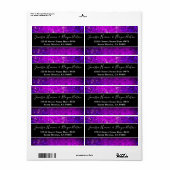 Étiquette Mariage élégant noir et blanc avec paillettes viol (Feuille entière)