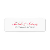 Étiquette Mariage Élégant Script Créatif Rouge Blanc (Devant)