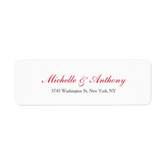 Étiquette Mariage Élégant Script Créatif Rouge Blanc (Devant)