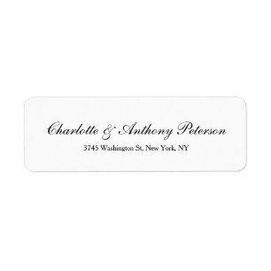 Étiquette Mariage Élégant Script Creative Black White Family