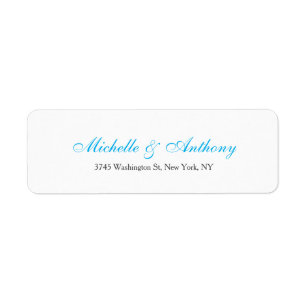 Étiquette Mariage Élégant Script Creative Sky Blue Blanc