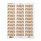 Étiquette Mariage en bois rustique avec jarre de maçon illum (Feuille entière)