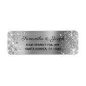 Étiquette Mariage en feuille d'argent pailletée scintillante (Devant)
