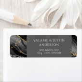 Étiquette Mariage en marbre noir et or Parties scintillant (En situation)