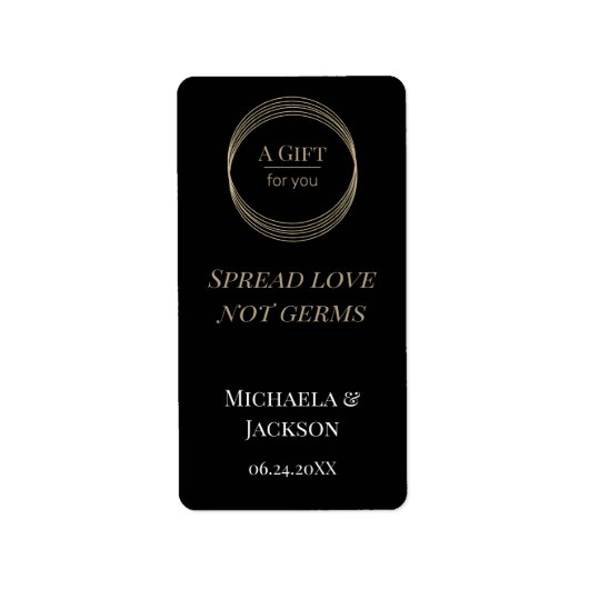 Étiquette Mariage Étaler l'amour non Germes Sanitizer à la m (Devant)