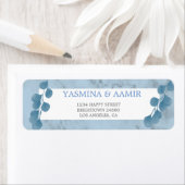 Étiquette Mariage Eucalyptus Foliage Blue Texture Adresse La (En situation)