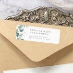 Étiquette Mariage Eucalyptus & Gold Confetti<br><div class="desc">Un design élégant, avec la végétation d'eucalyptus peinte à la main, les confettis d'or faux, vos noms, et vos coordonnées dans la typographie classique. Parfait pour les événements ou la messagerie quotidienne. Affichez le lien de collection sur cette page pour voir tous les éléments correspondants. Cliquez sur "Personnaliser ce modèle"...</div>