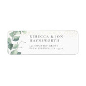 Étiquette Mariage Eucalyptus & Gold Confetti (Devant)