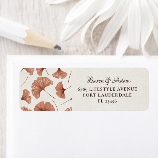 Étiquette Mariage Feuillage Terracotta Rustique (En situation)