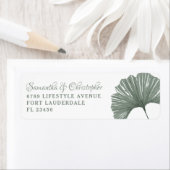 Étiquette Mariage feuille de Ginkgo vert Sage simple (En situation)