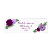 Étiquette Mariage Fleur de Pivoine Pourpre (Devant)