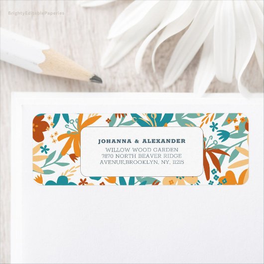 Étiquette Mariage Fleur sauvage Abstrait multicolore