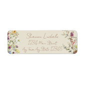 Étiquette Mariage fleur sauvage Adresse de retour (Devant)