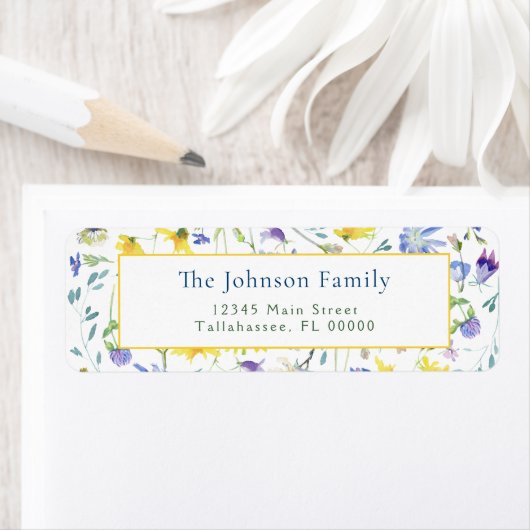 Étiquette Mariage Fleur sauvage Aquarelle Adresse de retour (En situation)