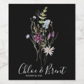 Étiquette Mariage  fleur sauvage bouteille de vin (Étiquettes simples)