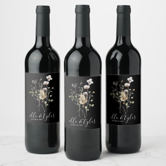 Étiquette Mariage fleur sauvage bouteille de vin (Bouteilles)