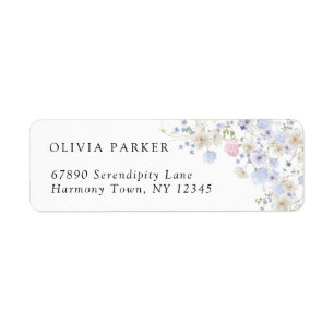 Étiquette Mariage Fleur sauvage rose et violet printemps