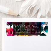 Étiquette Mariage Fleur Vibrante Noir et Blanc Roses Arc-en- (En situation)