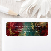 Étiquette Mariage Fleurs Blanches Rouges Romantiques (En situation)