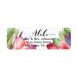 Étiquette Mariage Fleurs Hawaïennes Florales Botaniques Trop