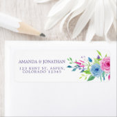 Étiquette Mariage floral aquarelle combo ultra violet (En situation)