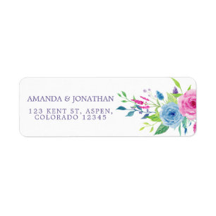 Étiquette Mariage floral aquarelle combo ultra violet