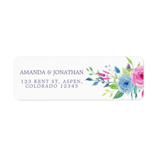 Étiquette Mariage floral aquarelle combo ultra violet (Devant)