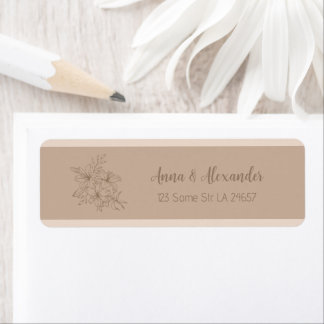 Étiquette Mariage Floral Beige Élégant