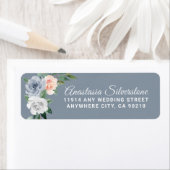 Étiquette Mariage floral bleu-bleu-bleu-blanc rose-rose (En situation)